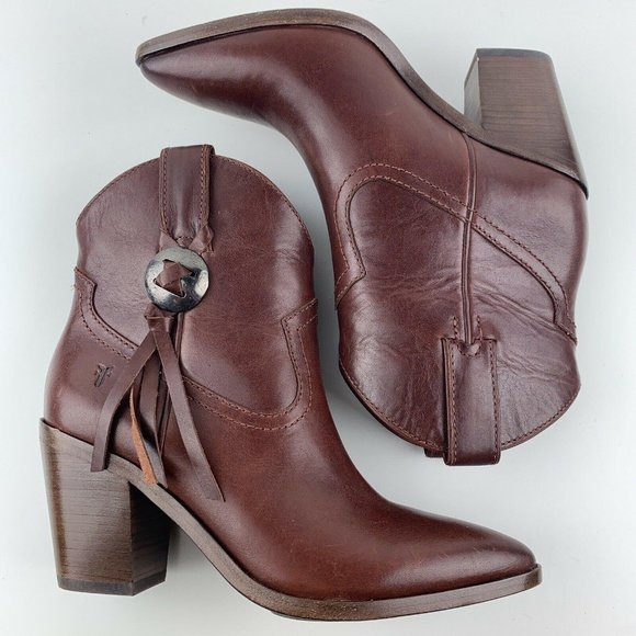 Frye Boots Womens Faye Concho Short Mahogany - Picture 4 of 9